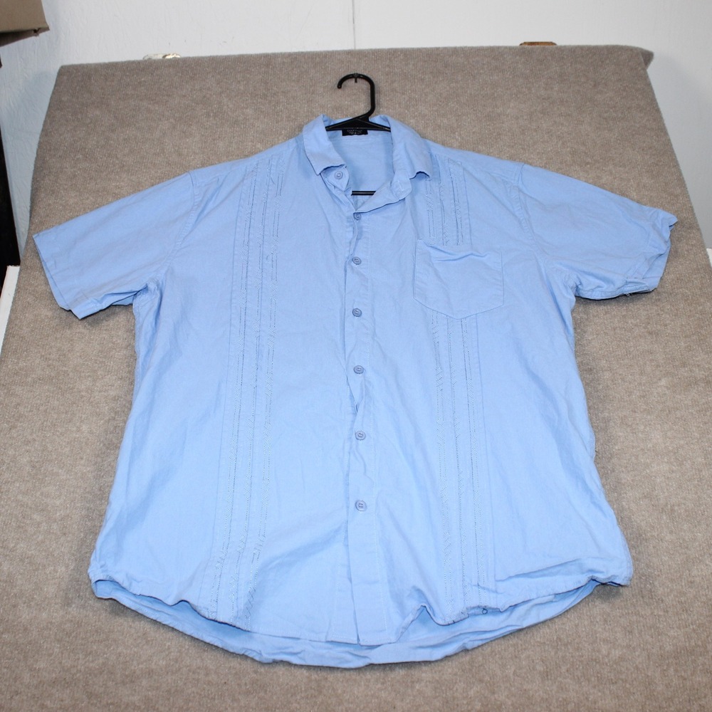 Coofandy Mens Short Sleeve Button Down Shirt Light Blue Casual Size M